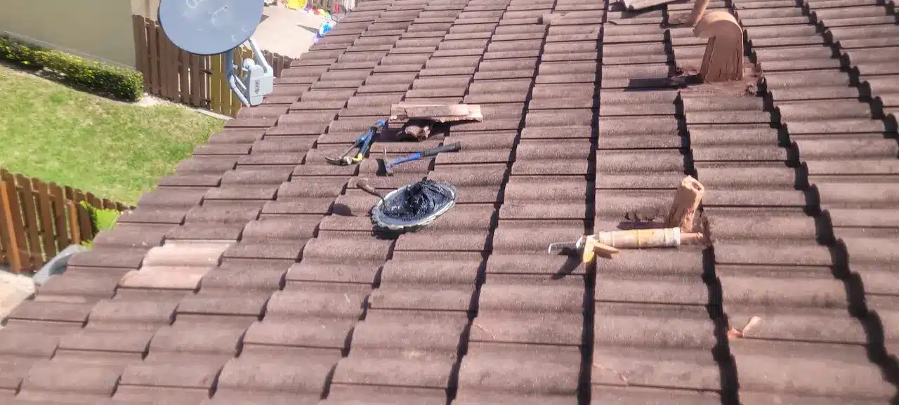 Tile roof details during repair work documented by Tropico Roofing & Construction